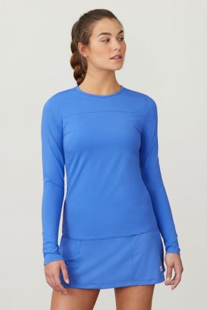 FILA Uv Blocker Long Sleeve Top Shirts Blue,Womens Tennis | CA.EBHQDK540